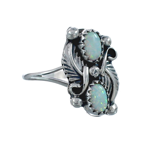 Sterling Silver Leaf Navajo Opal Ring Size 6-3/4 AX126968